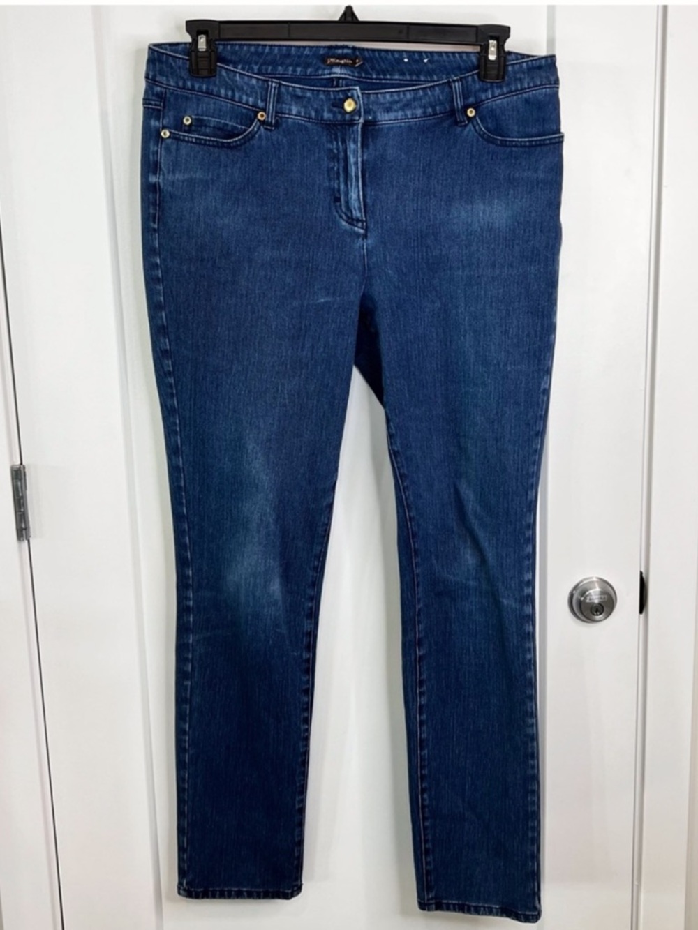 J. MCLAUGHLIN Dark Wash Straight Leg Jeans 14 Classic Stretch Mid Rise Denim - Picture 3 of 15